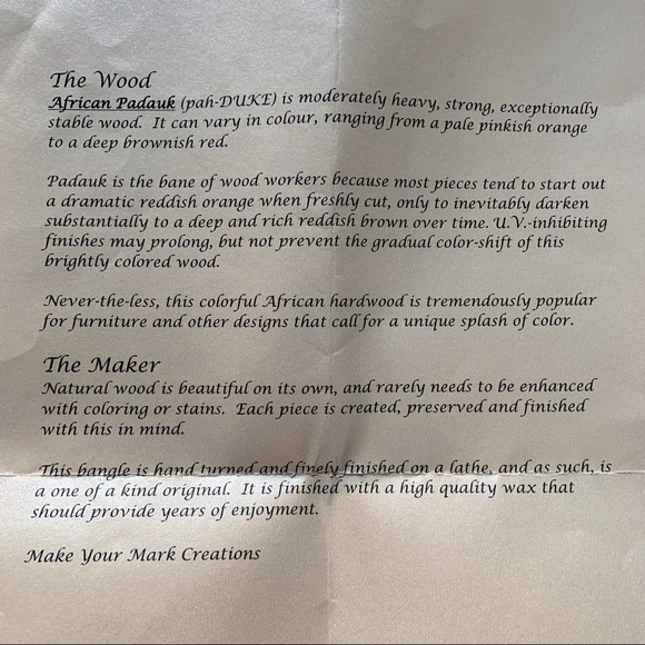 Handmade African Padauk Wooden Bangle Bracelet - Picture 16 of 16